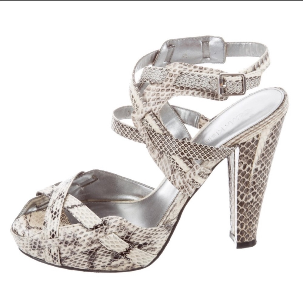 Calvin Klein Parma Snakeskin Platform Pump Heels 7
